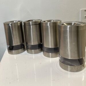 Brushed Steel Clear Acrylic Window Food Storage Kitchen Canister Jar